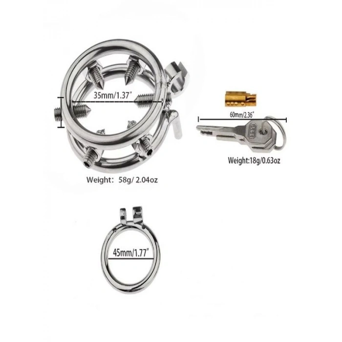 Dikenli Paslanmaz Çelik Chastity Cage S231 Erkek Bekaret Kilidi