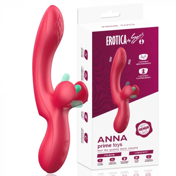 Anna Şarjlı 2 in 1 Klitoris G Nokta Uyarıcı Titreşimli Çırpma Hareketli Kavisli Vibratör