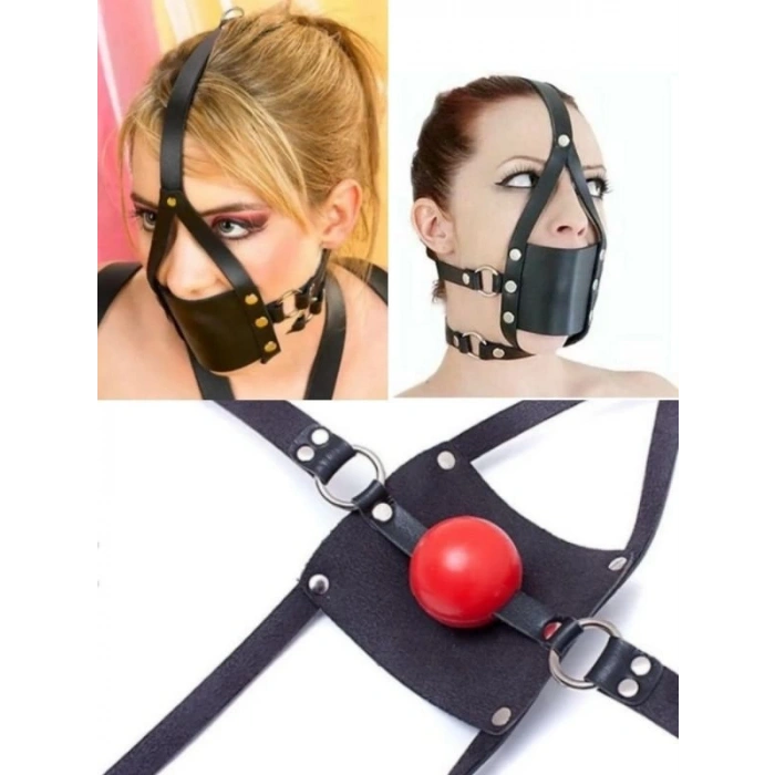 Ayarlanabilir Deri BDSM Ağız Tıkacı – Baş ve Çene Kayışlı