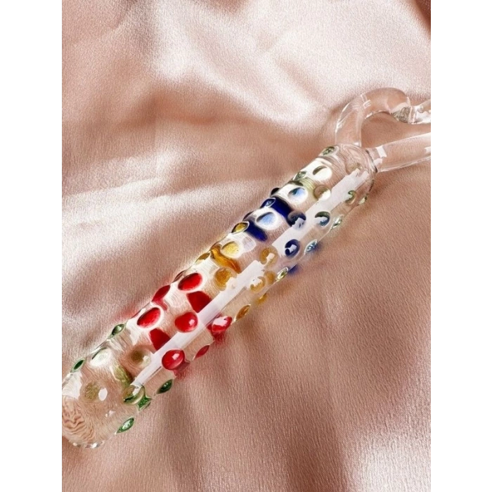 19cm Tırtıklı Yüzeyli Renli Anal ve Vajinal Dildo