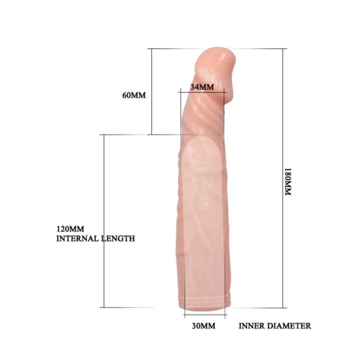 6 cm Dolgulu Titreşimli Silikon Penis Kılıfı