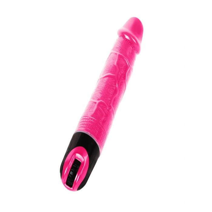 Damarlı Yumuşak Dokulu 24 Cm Vibratör Pembe Renkli Ayarlanabilir Titreşimli