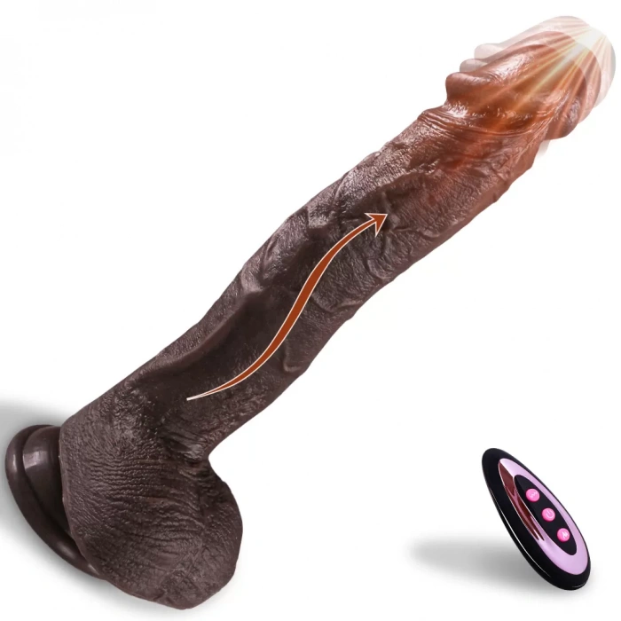 Derek - Isıtmalı İleri Geri Hareketli ve Rotasyonlu Gerçekçi Damarlı Zenci Yapay Penis Vibrator