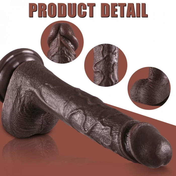 Derek - Isıtmalı İleri Geri Hareketli ve Rotasyonlu Gerçekçi Damarlı Zenci Yapay Penis Vibrator