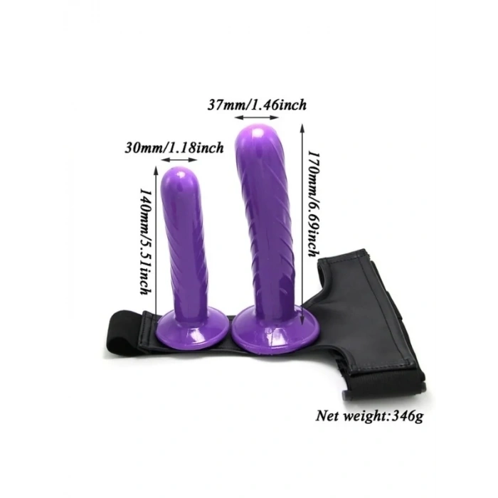 Double Dong Titreşimli Belden Bağlamalı Çift Taraflı Dildo Vibratör