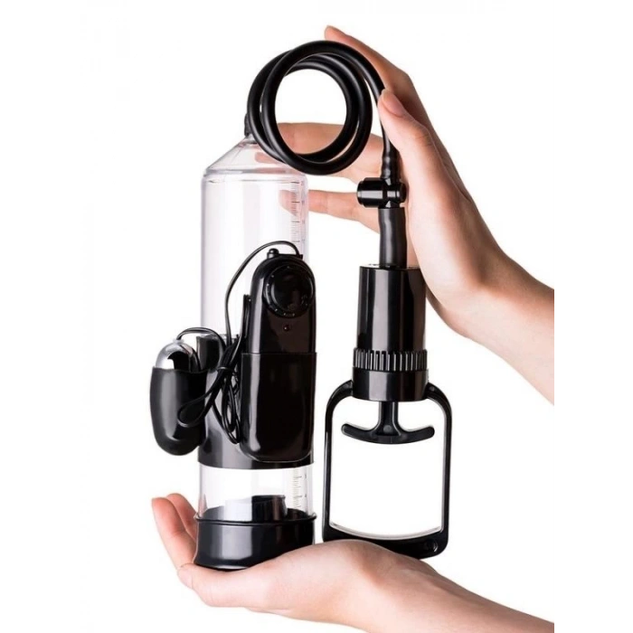 Eskişehir Erotik Shop 3 halkalı Titreşimli penis pompası PVC Siyah 22,8 cm