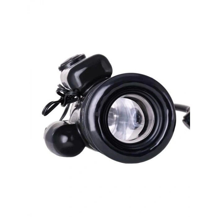 Eskişehir Erotik Shop 3 halkalı Titreşimli penis pompası PVC Siyah 22,8 cm