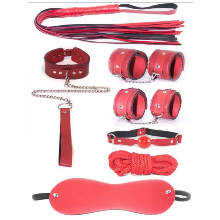 Eskişehir Erotik Shop 7 Parça Fetiş Esaret Seti Kırmızı