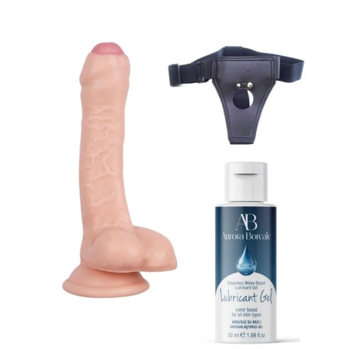 Eskişehir Erotik Shop Belden Bağlamalı Kayganlaştırıcı Set Noctis 18cm Realistik Dildo No:100