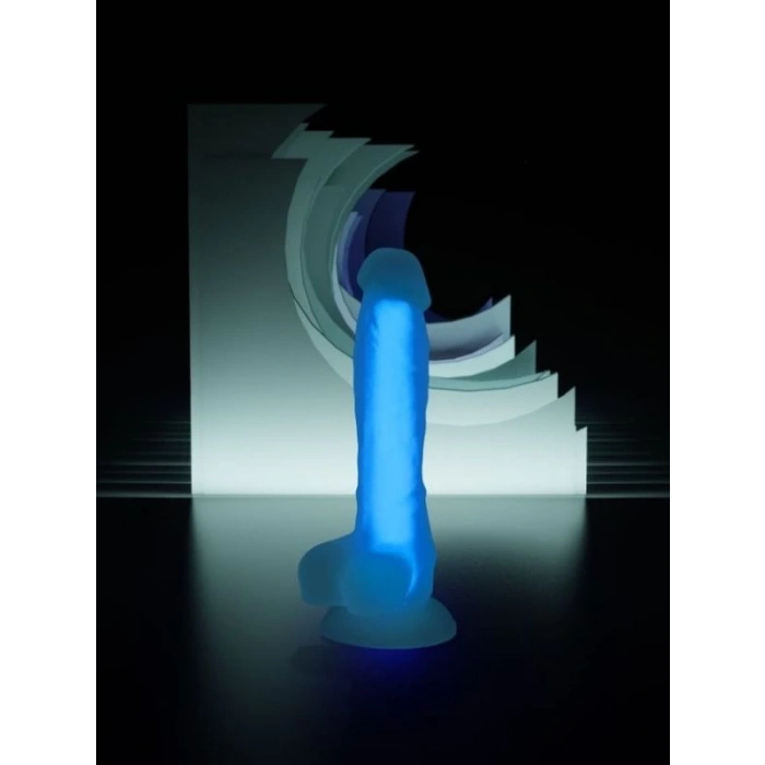 Eskişehir Erotik Shop Beyond Mavi Matt Glow Gece Parlayan Dildo, Silikon, Şeffaf, 18 cm