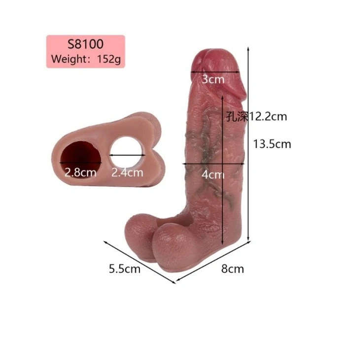 Eskişehir Erotik Shop Dolgulu Testis Geçmeli Penis Kılıfı Model no: S8100