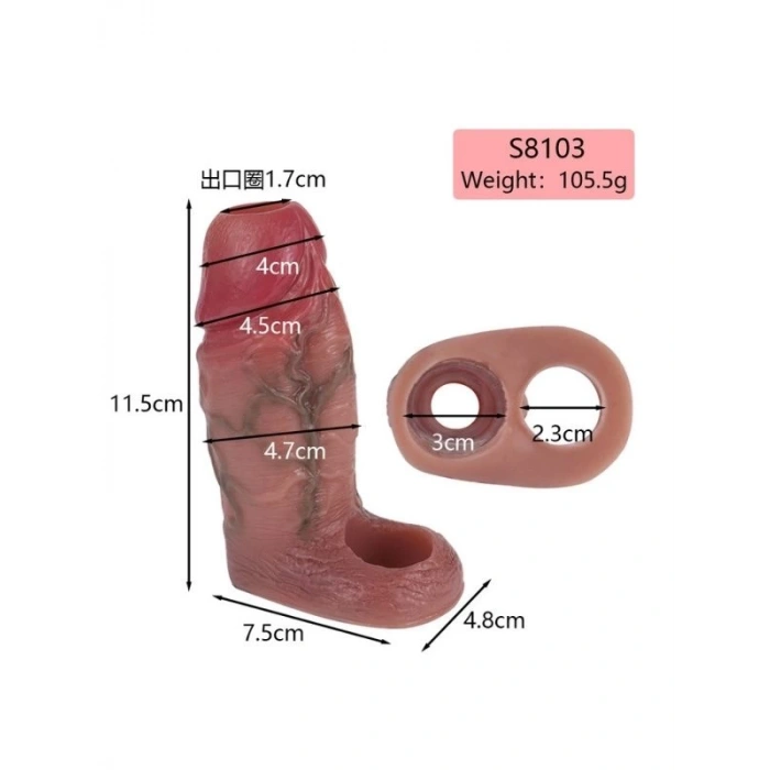 Eskişehir Erotik Shop Dolgulu Testis Geçmeli Ucu Açık Penis Kılıfı Model no: S8103