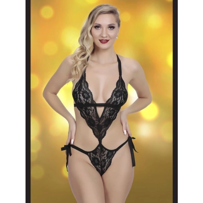 Eskişehir Erotik Shop Kadın Siyah Dantel Detaylı Fantezi Gecelik