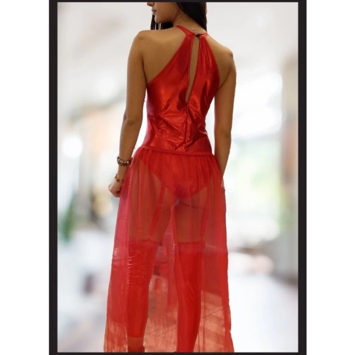 Eskişehir Erotik Shop Kırmızı Deri Harness Fantezi Kostüm