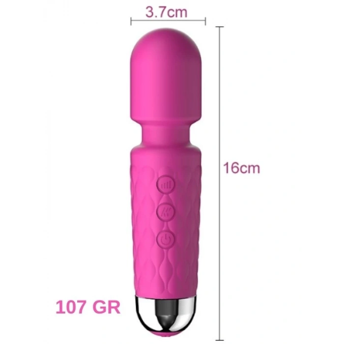 Bükülebilir Başlıklı Wand Massager Şarjlı Vibratör - Pembe