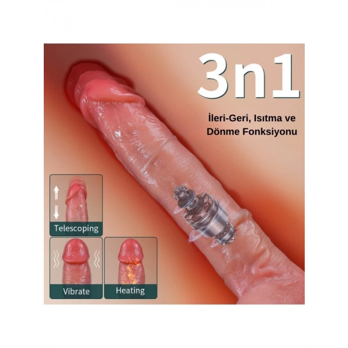 Eskişehir Erotik Shop Ultra Realistik Isıtma İleri Geri ve Dönme Fonksiyonlu Gerçekçi Melez Vibratör