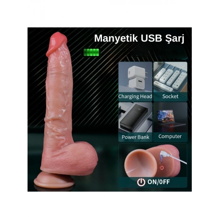 Eskişehir Erotik Shop Ultra Realistik Isıtma İleri Geri ve Dönme Fonksiyonlu Gerçekçi Melez Vibratör