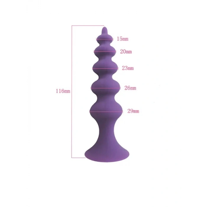 Eskişehir Erotik Shop Vantuzlu Boğumlu Silikon Anal Plug Mor