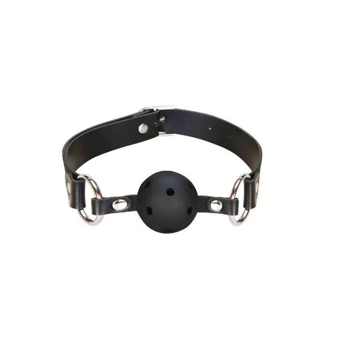 Fetish Beginner Deri Kemerli Nefes Alabilir Siyah Esaret Ağız Topu Mouth Ball Gag