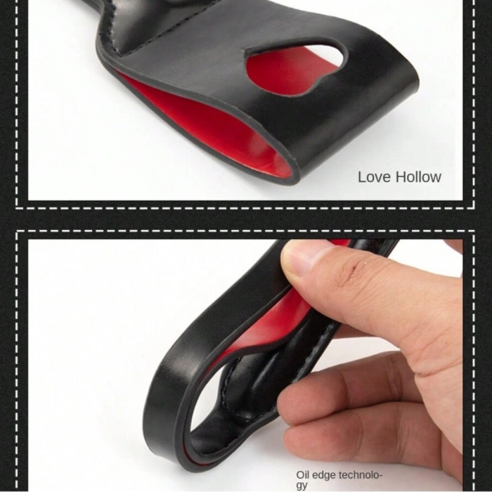 Fetish Beginner Esnek Saplı Tutma Aparatlı 64 CM Kalp Desenli BDSM At Kırbacı Fantezi Deri Kamçı