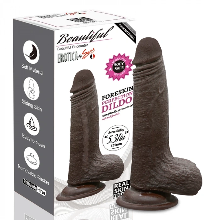 Foreskin Perfection Dildo 17 CM - Çift Katmanlı Gerçekçi Kayar Deri Ultra Yumuşak Realistik Dildo