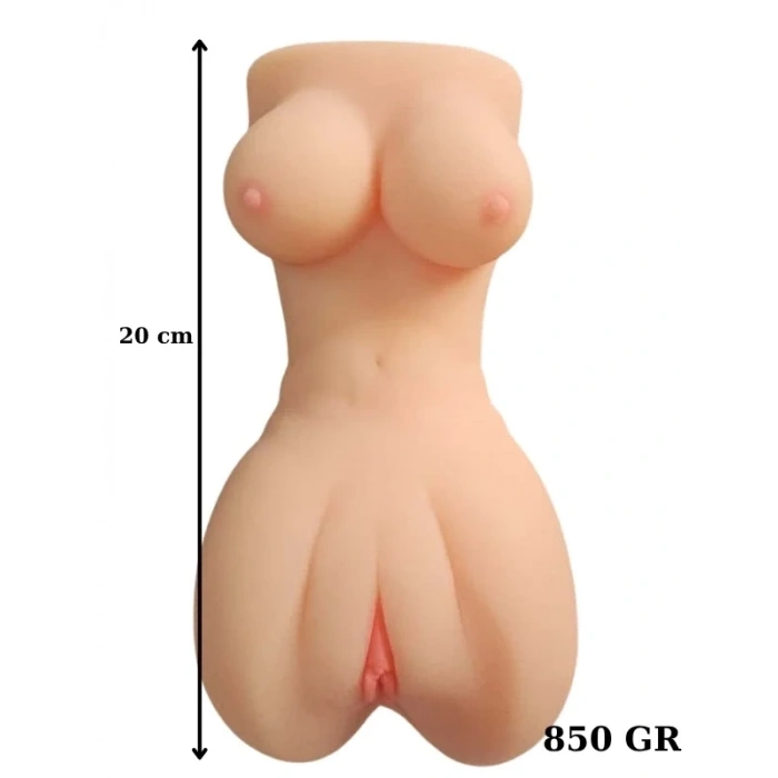 Gerçekçi Göğüs Torso Çift Girişli Vajina Mastürbatörü – Yumuşak TPE