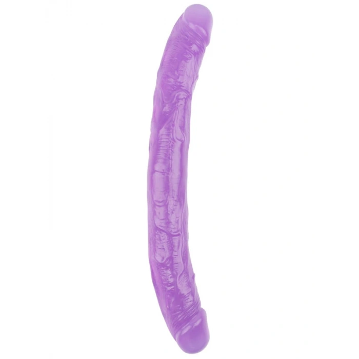 Hi-Rubber Şeffaf Jel Çift Taraflı Dildo - 32.5cm Mor