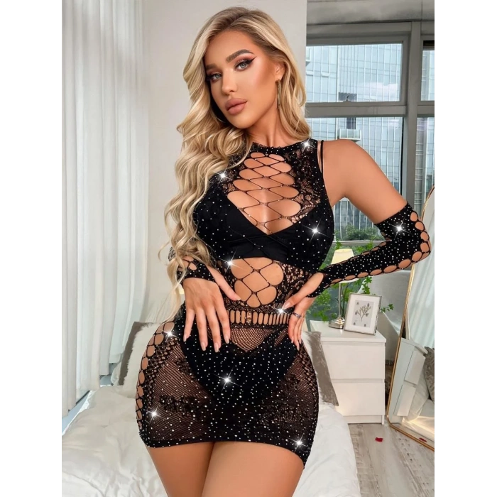 Kadın Taşlı Kısa Vücut Çorabı – Esnek ve Şık Tasarım