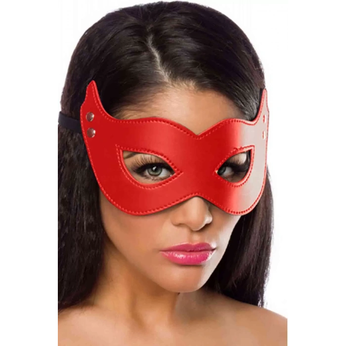 Kırmızı Özel Üretim Peluşlu Deri Maske