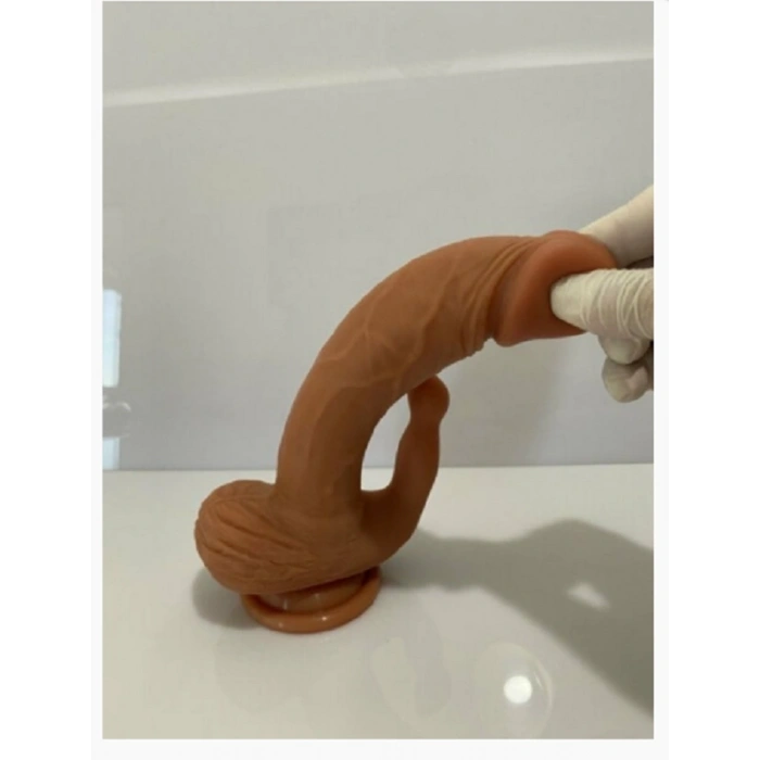 Klitoris Uyarımlı Çift Katmanlı Premium Realistik Dildo
