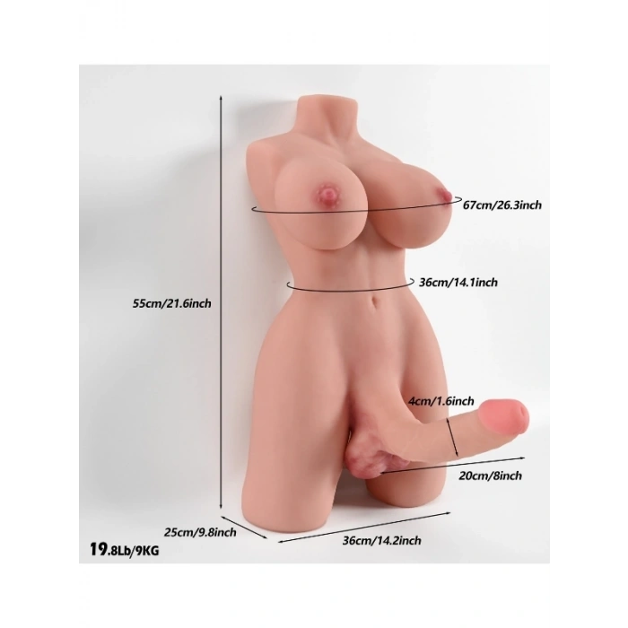 Gerçekçi 9 Kg Trans Yarım Vücut Mastürbatör – Penis Detaylı, TPE Premium Model