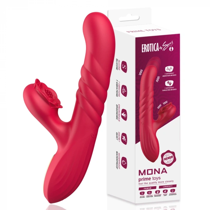 Mona Şarjlı İleri Geri Hareketli Titreşimli 2 in 1 Klitoris G Nokta Uyarıcı Vibratör