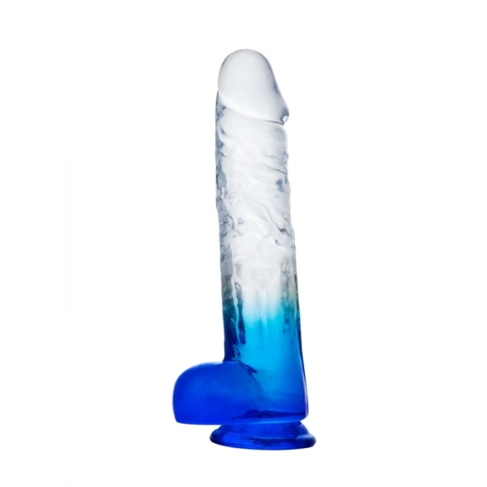 MYST COLOR Dildo Realistik Jel Dokuda Vantuzlu Ultra Yumuşak Şeffaf Mavi Yapay Penis