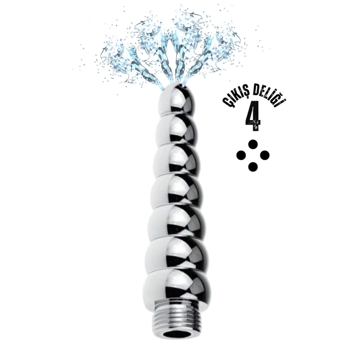 Paslanmaz Çelik 7 Anal Beads Butt Plug 4 Delikli Anal Temizlik Metal Lavman Duş Başlığı