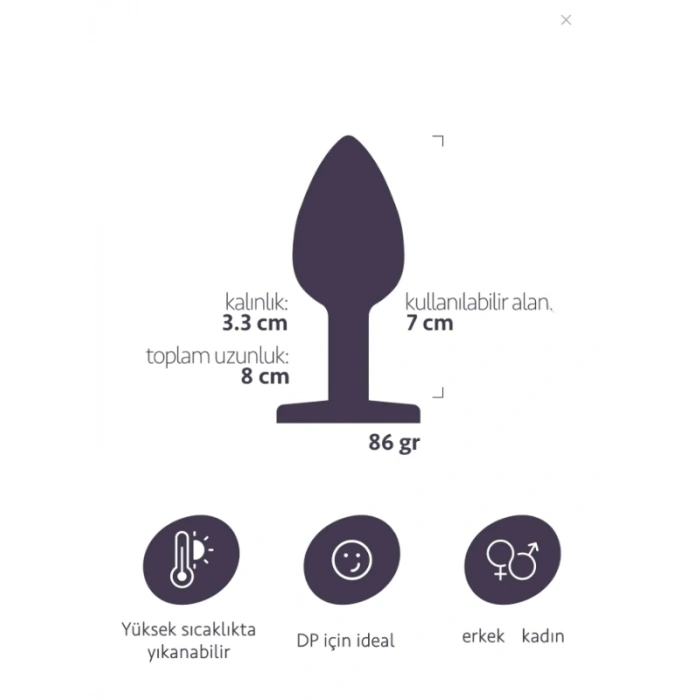 Paslanmaz Çelik Anal Plug Tıkaç Kırmızı Taşlı