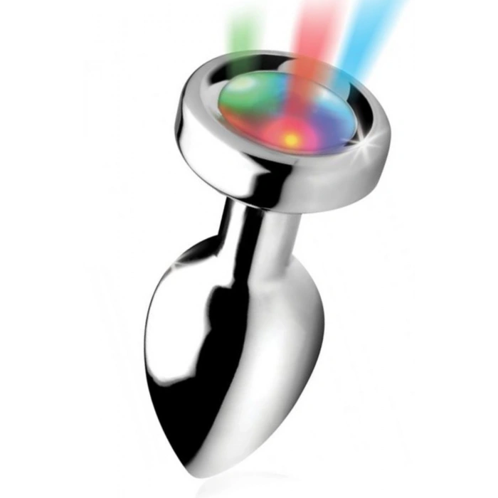 Paslanmaz Çelik Led Işıklı Pürüzsüz Silver Metal Anal Butt Plug