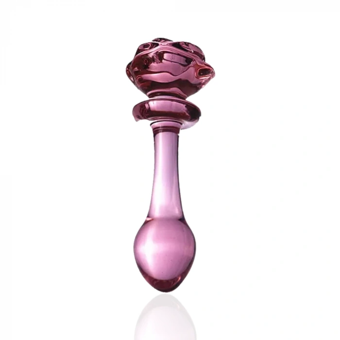 Pembe Kristal Cam Anal Plug Yapay Penis 14 CM