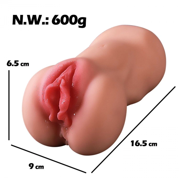 Poppy - Anal Vajina Çift Girişli Realistik Mastürbatör Isıtmalı Titreşimli Yapay Vajina