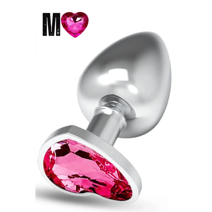 Premium Paslanmaz Çelik Kalp Taşlı Silver Anal Butt Plug