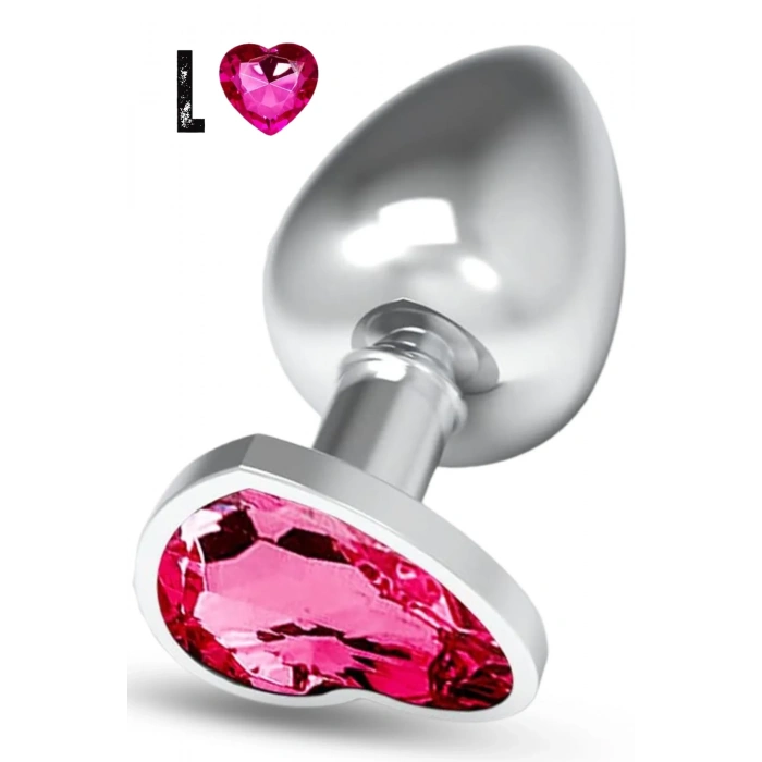 Premium Paslanmaz Çelik Kalp Taşlı Silver Anal Butt Plug