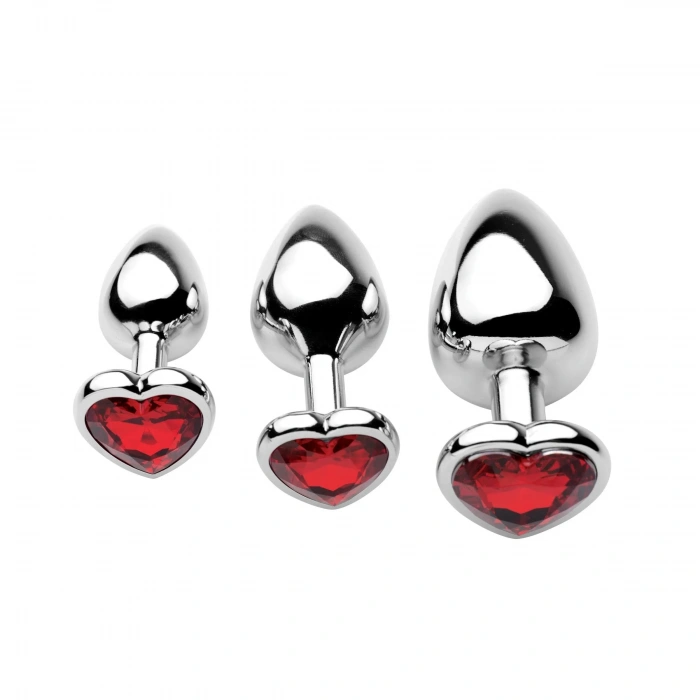 Premium Paslanmaz Çelik Kalp Taşlı Silver Anal Butt Plug