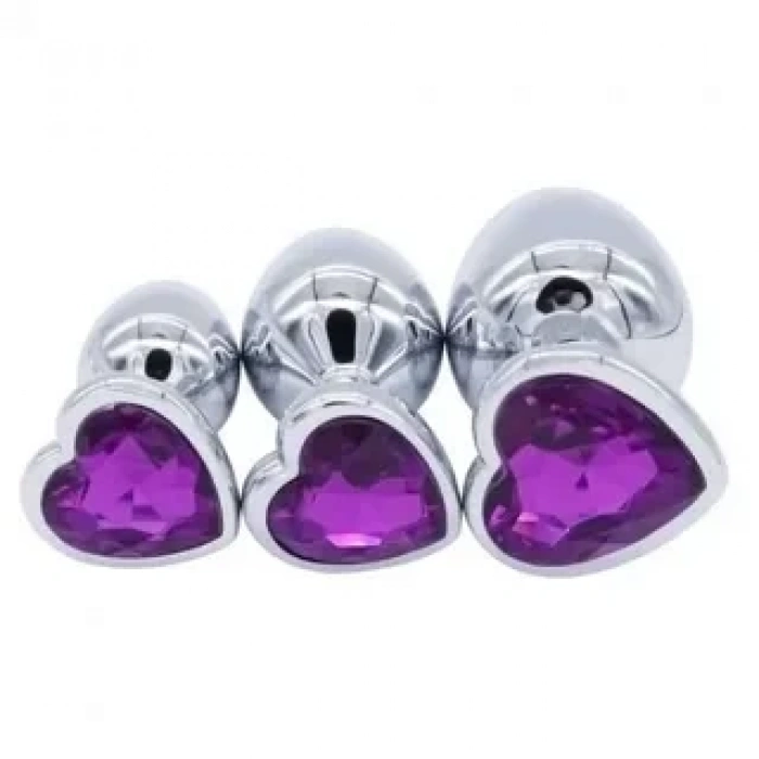 Premium Paslanmaz Çelik Kalp Taşlı Silver Anal Butt Plug