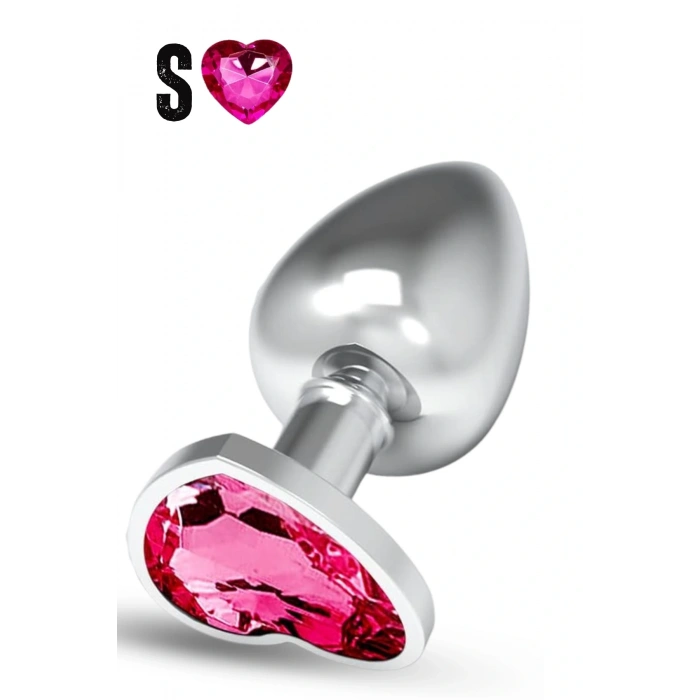 Premium Paslanmaz Çelik Kalp Taşlı Silver Anal Butt Plug