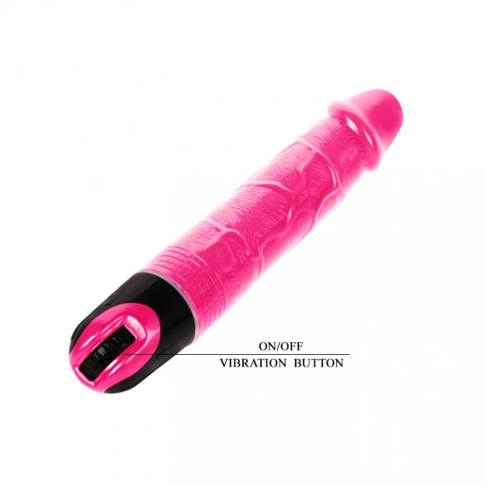 Premium Pembe Realistik Damarlı Vibratör - 24 cm Ayarlanabilir Titreşimli