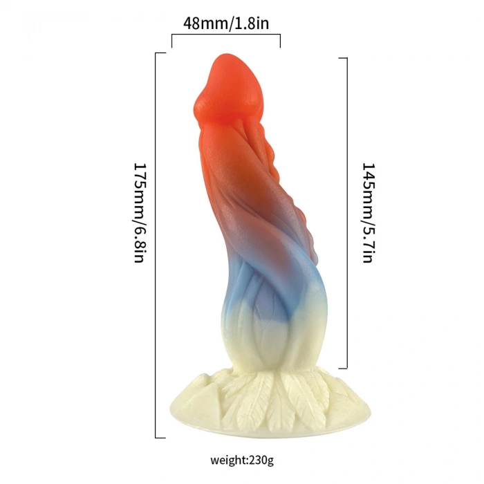 Renkli Spiral Tasarımlı Fantasy Dildo – Yumuşak Silikon, Gerçekçi Dokulu