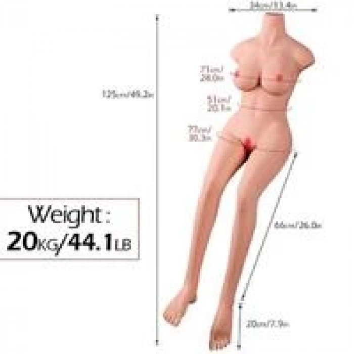 Sarah - Ultra Mega Boy 125 CM Realistik Manken Anal Vajina Çift Girişli İskeletli Yarım Vücut 20 KG