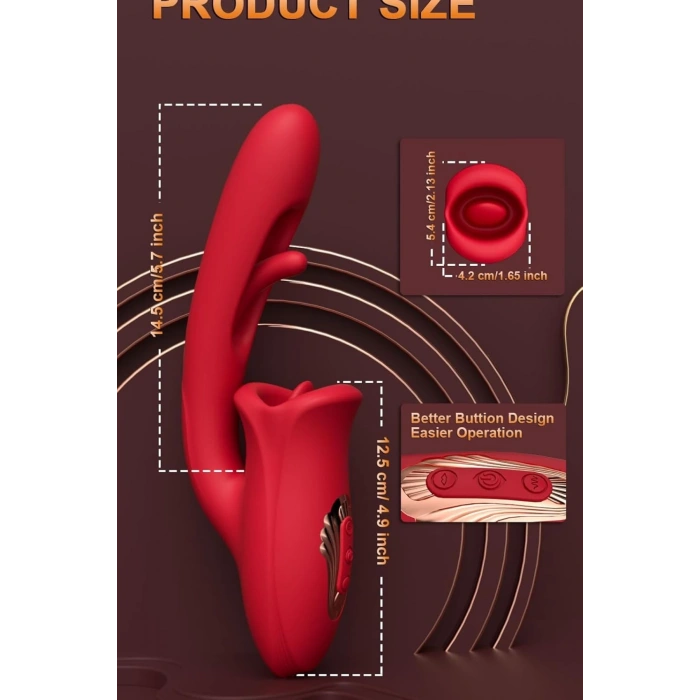 Şarjlı Klitoris G Nokta Uyarıcı Çırpma ve Dil Dudak Hareketli Güçlü Titreşimli 2 in 1 Oral Vibratör