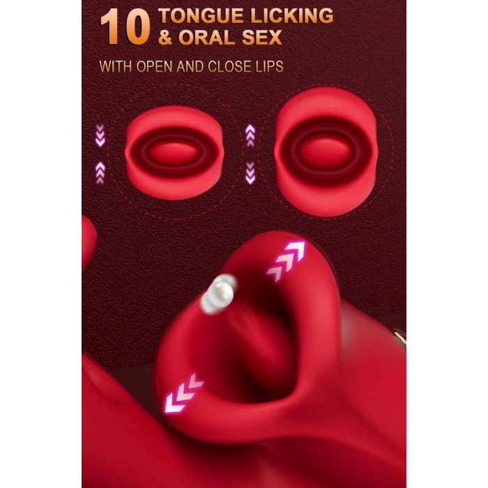 Şarjlı Klitoris G Nokta Uyarıcı Çırpma ve Dil Dudak Hareketli Güçlü Titreşimli 2 in 1 Oral Vibratör