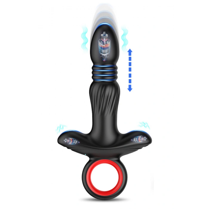 Şarjlı Tutma Aparatlı İleri Geri Hareketli Titreşimli 3 Motorlu Prostat Uyarıcı Anal Vibratör