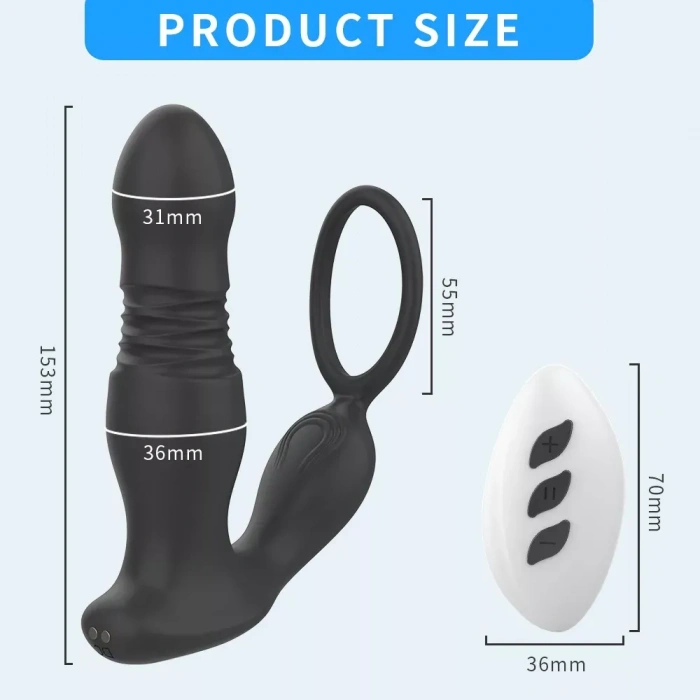 Şarjlı Uzaktan Kumandalı Penis Halkalı İleri Geri Hareketli Prostat Masaj Vibratörü